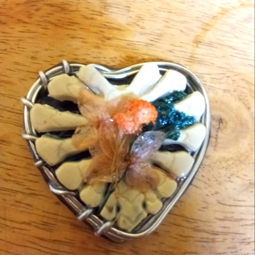 My Black Heart Pendant/charm/silver bezel